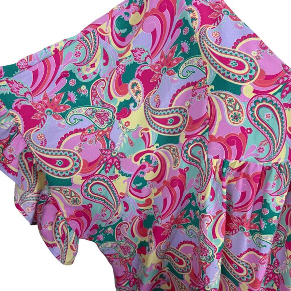 Emily Wonder Womens Paisly Dolman Sleeve Colorful Top Shirt V-Neck Blouse NWT 1X - Picture 7 of 16